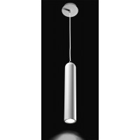 BOSSOLO Závěsné bodové svítidlo, těleso kov, povrch bílá s chromovými detaily, pro žárovku 1x7W, GU10, 230V, IP20, d=100mm h=350mm, vč. závěsného kabelu s textilním bílým úpletem l=1200mm, lze zkrátit