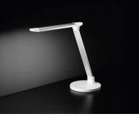 HAL Stolní lampa, nastavitelný směr svícení, těleso plast a hliník, povrch bílá, difuzor plast opál, LED 7W, denní 5000K, 600lm, stmívatelné, 230V, IP20, rozměry rameno: 440x360mm, vypínač na tělese.