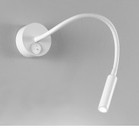 MINISPY Nástěnné svítidlo bodové, flexibilní rameno, těleso kov a plast, povrch bílá mat/černá mat/chrom broušený, LED 3W, neutrální 4000K, 250lm IP20, rozměry základna d=75mm. ramínko l=390mm, vypínač na tělese.