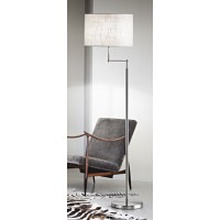 ROUND HOTEL Stojací lampa, otočné rameno, těleso kov, povrch chorm broušený, stínítiko textil bílá, pro žárovku 1x40W, E27, 230V, IP20, rozměry d=380mm, h=1600mm, vč vypínače na tělese.
