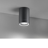 PENDO Stropní přisazené bodové venkovní svítidlo, těleso kov, povrch grafitově černá/bílá mat, kryt sklo, pro žárovku 1x35W, GU10, 230V, IP44, rozměry d=65mm, h=100mm.