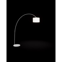 CALLISTO Stojací lampa, těleso kov, povrch bílá mat/černá mat, stínítko textil bílá/černá, pro žárovku 1x40W, E27, 230V, IP20, rozměry d=400mm, h=1920mm, vč vypínače na tělese.
