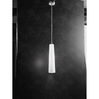 CANNA Závěsné svítidlo, základna kov, povrch chrom lesk, stínítko sklo pískované, pro žárovku 1x60W, E27, 230V, IP20, rozměry d=110mm, h=450mm, vč závěs kabelu  l=1500mm, lze zkrátit.