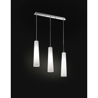 CANNA Závěsné svítidlo, základna kov, povrch chrom lesk, stínítko sklo pískované, pro žárovku 3x60W, E27, 230V, IP20, rozměry l=650mm, vč závěs kabelu  h=1500mm, lze zkrátit.