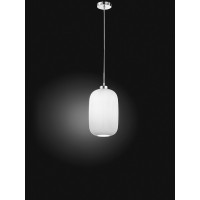 PLISSÉ Závěsné svítidlo, základna kov, povrch chrom lesk, stínítko sklo opál, pro žárovku 1x60W, E27, 230V, IP20, rozměry d=200mm, h=320mm, vč závěs kabelu  l=1500mm, lze zkrátit.