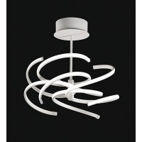 NEST Stropní přisazené svítidlo, těleso hliník, povrch bílá mat/chrom lesk, difuzor plast opál, LED 70W, 5600lm, teplá 3000K/neutrální 4000K, 230V, IP20, rozměry d=470mm, h=460mm.