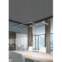 CROSS Závěsné svítidlo, lustr, těleso hliník, povrch bílá/černá, difuzor plast opál, LED 64W, 4800lm, přepín CCT teplá 3000K-denní 6000K, stmív., 230V, IP20, tř.1, rozměry 960mm, vč závěs lanka 1500mm, lze zkr.