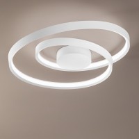 RITMO Stropní přisazené svítidlo, těleso kov, povrch bílá mat/hnědá skořicová, difuzor plast opál, LED 55W, 4400lm, teplá 3000K, 230V, stmívatelné, IP20, rozměry d=600mm, h=270mm.