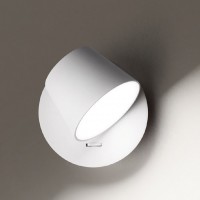 KONEC Nástěnné svítidlo, základna kov, povrch bílá mat, difuzor plast opál, LED 6W, 457lm, teplá 3000K, 230V, IP20, rozměry d=120mm, vč. vypínače