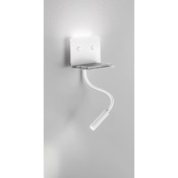 LEVEL Nástěnné svítidlo, nastavitelný směr svícení, flexibilní rameno, těleso kov, povrch bílá mat/černá mat, difuzor plast opál, LED 6W, 309lm + 3W,147lm, teplá 3000K, rozměry 500x125x165mm, vč. USB připojení.