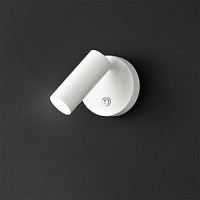 CANOR Nástěnné svítidlo, nastavitelný směr svícení, těleso kov, povrch bílá mat/černá mat, difuzor plast opál, LED 4,5W, 350lm, teplá 3000K, rozměry d=100mm, 160x40mm.