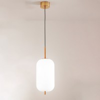 CIRRO Závěsné svítidlo, základna kov, povrch zlatá, difuzor sklo opál, LED 24W, 1435lm, teplá 3000K, 230V, IP20, rozměry d=220mm, h=400mm, vč závěs kabelu h=1500mm, lze zkrátit.
