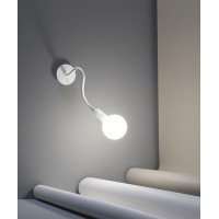 BULBO Nástěnné svítidlo, základna kov, povrch bílá, nastevitelný směr svícení, rameno potažené bílou gumou, pro žárovku 1X60W, E27, IP20, rozměry d=120mm, h=400mm.