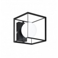 CUBE Nástěnné svítidlo, těleso kov, povrch černá/zlatá, difuzor sklo opál, pro žárovku 1x28W, G9, 230V, IP20, rozměry 150x150x165mm.