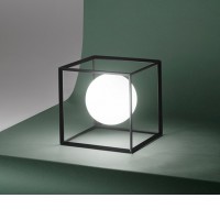CUBE Stolní lampa,  těleso kov, povrch černá/zlatá, difuzor sklo opál, pro žárovku 1x28W, G9, 230V, IP20, rozměry 150x150x150mm.