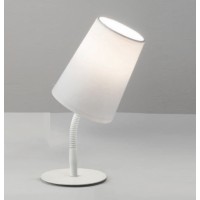 MASH Stolní lampa, husí krk, těleso kov, povrch bílá mat/broušený chrom/zlatá mat/černá mat, stínítko textil bílá/šedá/hnědá/černá, pro žárovku 1x40W, E14, 230V, IP20, rozměry: d=110mm, h=280mm.