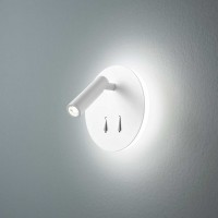 PLUG Nástěnné svítidlo, nastavitelný směr svícení, těleso kov, povrch bílá mat/černá mat, difuzor plast opál, LED 6W, 346lm + 3W,150lm, teplá 3000K, rozměry d=150mm.