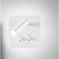 PLUG Nástěnné svítidlo, nastavitelný směr svícení, těleso kov, povrch bílá mat/černá mat, difuzor plast opál, LED 6W, 346lm + 3W,150lm, teplá 3000K, rozměry 130x130x110mm.