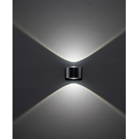 VISION Venkovní nástěnné svítidlo, těleso hliník, povrch grafitově černá/bílá, krycí sklo čiré, LED 2x6W, 900lm, teplá 3000K, 230V, IP65, rozměry 125x70x110mm, svítí nahoru/dolů.