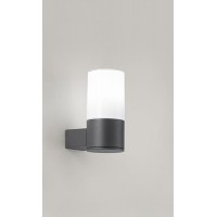 MATCH Venkovní nástěnné svítidlo, těleso hliník, povrch grafitově černá, difuzor plast opál, pro žárovku 1x40W, E27, 230V, IP54, rozměry d=110mm, h=230mm.