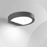 SOLAR Venkovní nástěnné svítidlo, těleso hliník, povrch grafitově černá, LED 2,2W, 224lm, teplá 3000K, napájení solární panel, baterie, výdrž svíc 3-20 hod, 230V, IP54, rozměry d=200mm, svítí dolů.