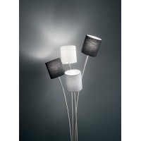 JOKE Stojací lampa, těleso kov, povrch chrom broušený, stínítiko textil bílá, černá a šedá, pro žárovku 4x40W, E14, 230V, IP20, rozměry d=450mm, h=1600mm.