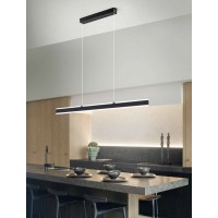 KANTE Závěsné svítidlo, hliník, bílá/černá, dif. plast opál, LED 48W, 3648lm, přepín. CCT teplá 3000K/neutr 4000K/denní 6000K, stmív. TRIAC, Ra80, 230V, IP20, 1200x65mm, vč závěs lanka l=1500mm, lze zkr, svítí nahoru/dolů.