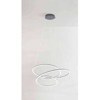 SPIRA Závěsné svítidlo, lustr, těleso hliník, povrch zlatá mat/metalická šedá, difuzor plast opál, LED 96W, 5500lm, teplá 3000K, stmív., 230V, IP20, tř.1, rozměry d=800mm, h=330mm, vč závěs lanka l=1500mm, lze zkr.