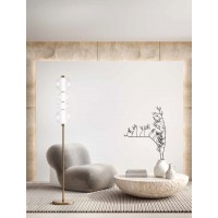 BUBBLES Stojací lampa, těleso kov, povrch broušená zlatá, difuzor plast opál, krycí sklo čiré, LED 36W, 2880lm, teplá 3000K, Ra80, 230V, IP20, tř.3, rozměry d=260mm, h=1700mm.