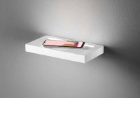FLOOR Nástěnné svítidlo, polička pro mobilní telefon s bezdrátovou a USB nabíječkou, těleso kov, povrch bílá/černá, dif plast opál, LED 22W, 1760lm, teplá 3000K, Ra80, 230V, IP20, tř.1, rozměry 280x30x150mm, svítí nahoru/dolů.