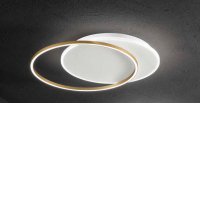 ORBIT Stropní svítidlo, těleso hliník, povrch bílá mat + šedá/zlatá broušená, dif plast opál, LED 43W/60W, teplá 3000K, stmívatelné TRIAC., Ra80, 230V, IP20, tř.1, rozměry dle typu, svítí nahoru/dolů.