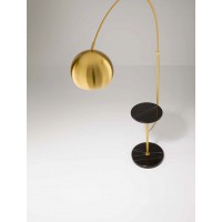 TABLEAU Stojací lampa, nast. směr svícení, základna a stůl černý mramor, těleso kov, povrch broušená mosaz, pro žárovku 1x60W, E27, 230V, IP20, tř.2, rozměry d=250mm, h=1920mm.