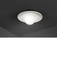 HUEVO Stropní nebo nástěnné svítidlo, těleso kov, povrch bílá/hnědá/šedá, difuzor sklo opál, pro žárovku 1x20W, E27, 230V, IP20, tř.1, rozměry d=285mm, h=152mm.