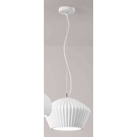 MINEA Závěsné svítidlo, základna kov, povrch bílá, stínítko sádra bílá, pro žárovku 1x40W, E27, 230V, IP20, tř.1, rozměry d=345mm, h=230mm, vč závěs kabelu s bílým textil úpletem l=1300mm, lze zkr.