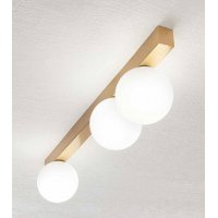 SNOOKY Stropní nebo nástěnné svítidlo, těleso kov, povrch bílá/šedá/zlatá, difuzor sklo opál, pro žárovku 3x9W, G9, 230V, IP40, tř.1, rozměry 600x135x30mm, difuzor: d=100mm.
