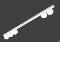 SNOOKY Stropní nebo nástěnné svítidlo, těleso kov, povrch bílá/šedá/zlatá, difuzor sklo opál, pro žárovku 5x9W, G9, 230V, IP40, tř.1, rozměry 1200x135x30mm, difuzor: d=100mm.