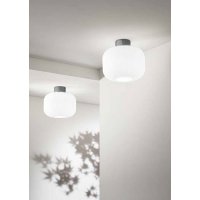 LUCERNA Stropní svítidlo, základna kov a keramika, povrch šedá, difuzor sklo opál, pro žárovku 1x40W, E27, 230V, IP20, tř.1, rozměry d=250mm, h=250mm.