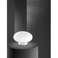 SATURNO Stolní lampa, základna kov, povrch bílá, difuzor sklo opál, pro žárovku 1x60W, E27, 230V, IP20, tř.1, rozměry d=250mm, h=225mm.
