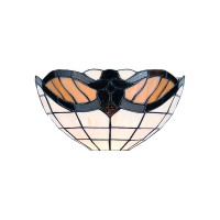 TIFFANY Stropní nebo nástěnné svítidlo, těleso kov, povrch antická hnědá, difuzor sklo, pro žárovku 1x40W, E14, 230V, IP20, tř.1, d=305mm, h=170mm.