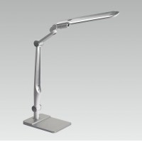 MENTOR LED 10W, CCT Stolní lampa, ramena, nastav směr svícení, těleso plast stříbrná a bílá, LED 10W, 470lm, přepín teplota CCT teplá 3000K, neutrální 4500K, denní 6300K, stmív, 230V, IP20, tř.3, 500x562mm.
