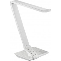 PROFF, LED 10W, CCT Stolní lampa, 2 ramena, nastav směr svícení, těleso plast bílá, hliník kartáčovaný, LED 10W, 490lm, přepín teplota CCT teplá 3300K, neutrální 4500K, denní 6300K, stmív, 230V, IP20, tř.3, 335x402mm.