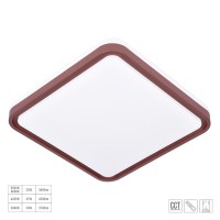 FLOREN Stropní svítidlo, rám kov, povrch kávově hnědá, difusor plast opál, LED 36W, dálkovým ovladačem (součástí) lze nastavit teplota CCT teplá 3000K, - denní 6500K, 2400lm, stmív. Ra80, 230V, IP20, rozměry 435x435x85mm.