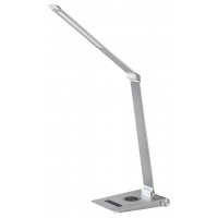 NILFGARD Stolní lampa, těleso kov, povrch stříbrná, difuzor plast opál, LED 13W, přepín. Teplota CCT teplá 2800K, denní 5000K, 890lm, dotyk stmívač, Ra80, 230V, IP20, tř.2, rozměry 135x430mm, vč. Bezdrátové nabíjení telefonu