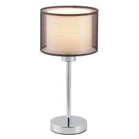 ANASTASIA STOLNÍ LAMPA Stolní lampa, těleso kov, povrch chrom lesk, stínítko textil vnější hnědá, vnitřní bílá, pro žárovku 1x60W, E27, 230V, IP20, tř.1. rozměry d=180mm, h=390mm, vypínač na kabelu