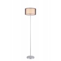 ANASTASIA STOJACÍ LAMPA Stojací lampa, těleso kov, povrch chrom lesk, stínítko textil vnější hnědá, vnitřní bílá, pro žárovku 1x60W, E27, 230V, IP20, tř.1. rozměry d=350mm, h=1570mm, vypínač na kabelu