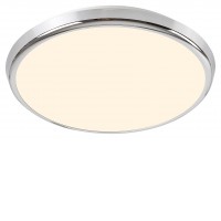 BALTHASAR Stropní svítidlo, základna kov, povrch chrom, difuzor plast opál, LED 18W, dálk. ovl. (součástí) nast teplota CCT teplá 3000K - denní 6500K, 1600lm, stmív,RGB, 230V, do koupelny IP44, tř.2, d=300mm, h=45mm