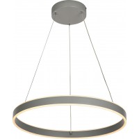 OTHELLO Závěsné svítidlo, těleso kov, povrch šedá, difuzor plast opál, LED 41W, nastav. teplota CCT teplá 3000K-denní 6000K, 1800lm, stmív. dálk. ovl. 230V, IP20, tř. 1, rozměry d=590mm, vč závěs lanka l=1485mm, lze zkrátit.