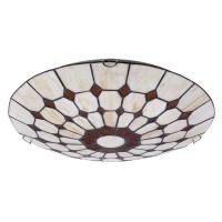 MARVEL Stropní svítidlo, základna kov, povrch mosaz antická zašlá, difuzor sklo vitráž motiv mozaiky, pro žárovku 2x60W, E27, 230V, IP20, tř.1. rozměry d=400mm, h=90mm