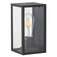 TOPEKA Nástěnné venkovní svítidlo, těleso hliník černá mat, krycí sklo čiré, pro žárovku 1X60W, E27, 230V, IP44, tř. 1. rozměry 120x120x220mm