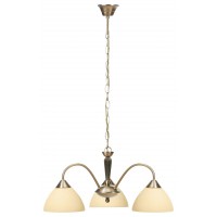 REGINA Závěsné svítidlo, lustr, těleso kov, povrch bronz, stínítko sklo krémová, pro žárovku 3x40W, E14, 230V, IP20, tř.1, rozměry d=520mm, vč. závěs řetězu l=900mm, lze zkrátit.